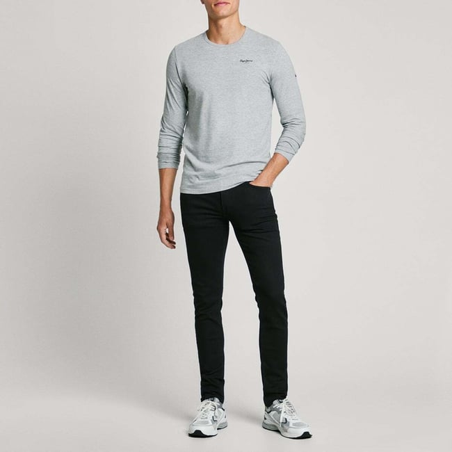 Jean Coupe Skinny, Taille Basse - Finsbury noir propre <span itemprop=