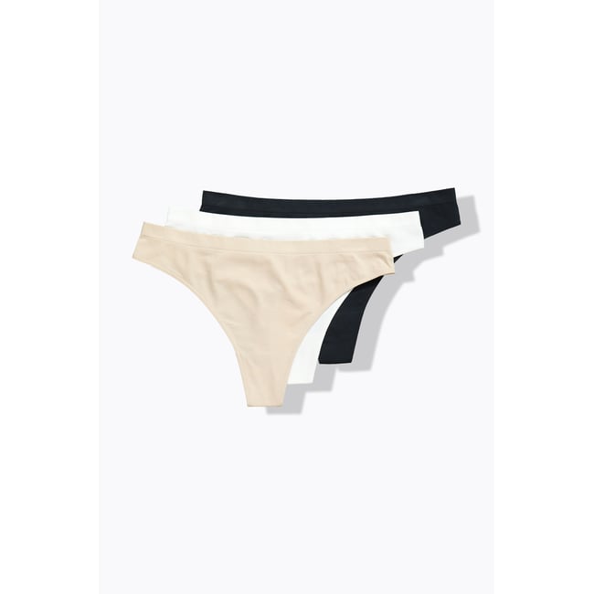 String sans couture. Lot de 3 noir <span itemprop=