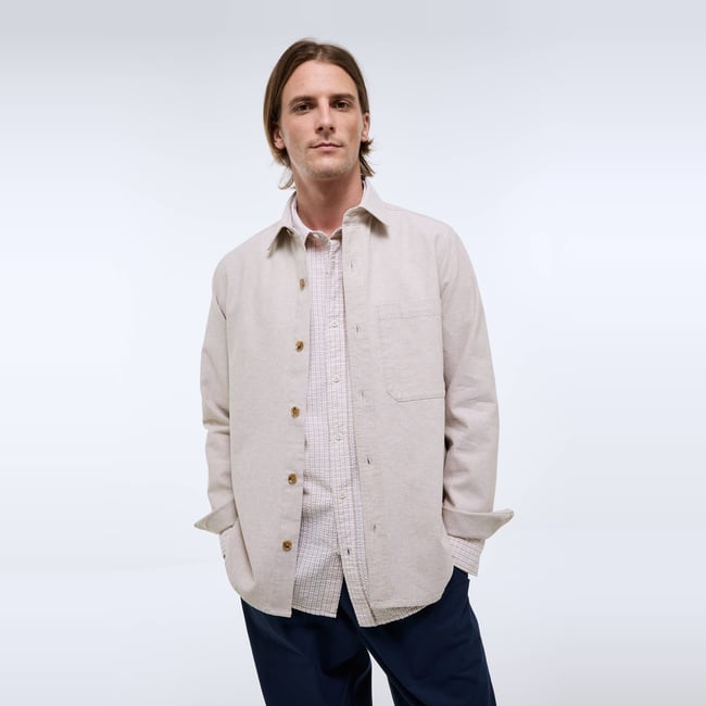 Surchemise en coton et lin levure <span itemprop=
