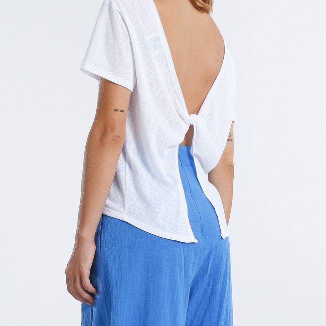 Twist back t shirt with short sleeves white Lili Sidonio La Redoute