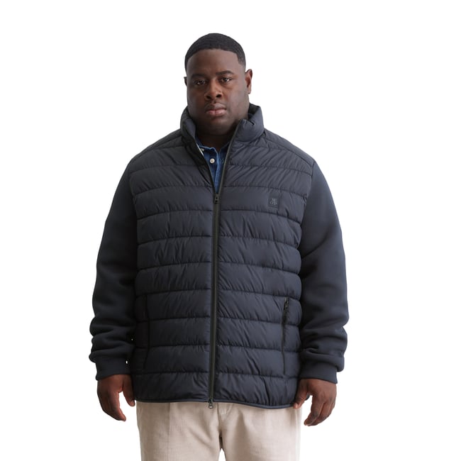 Veste matelassée regular avec manches scuba souples bleu foncé <span itemprop=