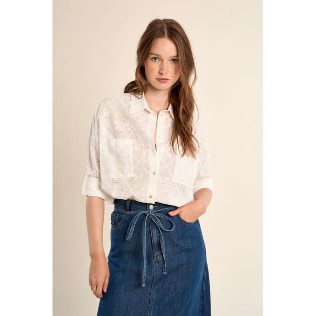 Chemise en coton, broderie anglaise v002227 <span itemprop=