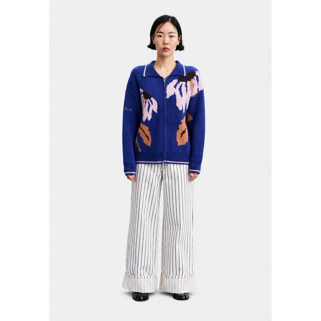 Cardigan Wando en laine WANDO bleu electrique <span itemprop=