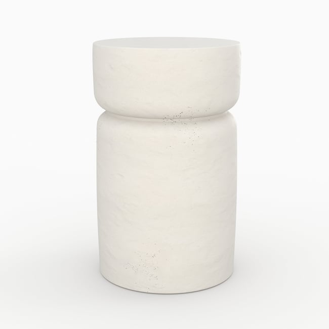 Table d'appoint ronde en béton D30 cm - TAHITI Couleur blanc <span itemprop=