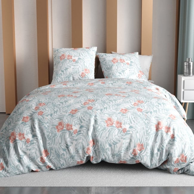 Housse de couette 2 personnes finition bouton + 2 taies 100% microfibre v002239 <span itemprop=