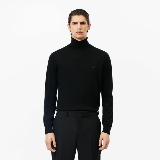 Pull en laine mérinos col roulé - LACOSTE