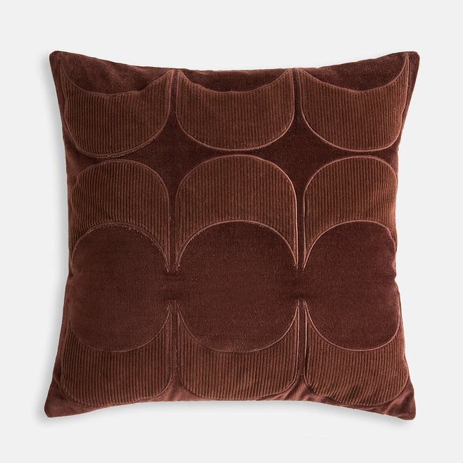 Housse de coussin 40 x 40 cm, en velours côtelé, LUIGI chocolat <span itemprop=