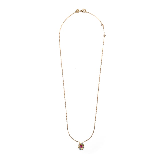 Collier pendentif avec pierres fantaisie plaqué or <span itemprop=