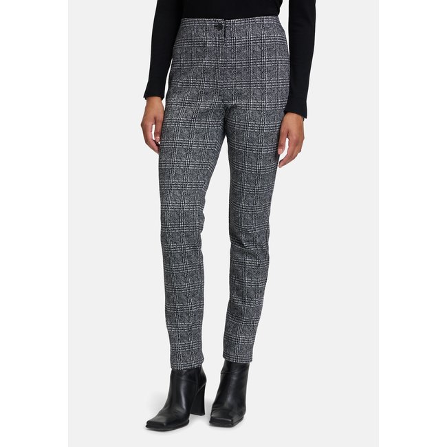 Pantalon business coupe slim fit noir/blanc <span itemprop=