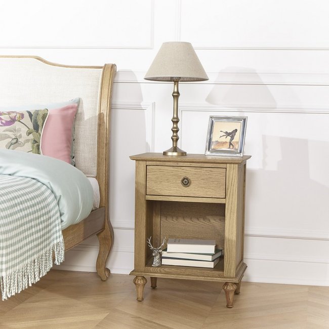 Chevet 1 tiroir en chêne OLIVIA Couleur bois <span itemprop=