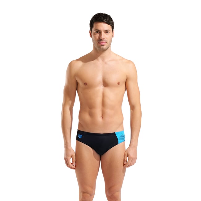 slip de bain imprimé splice arena Performance pour homme black-turquoise <span itemprop=