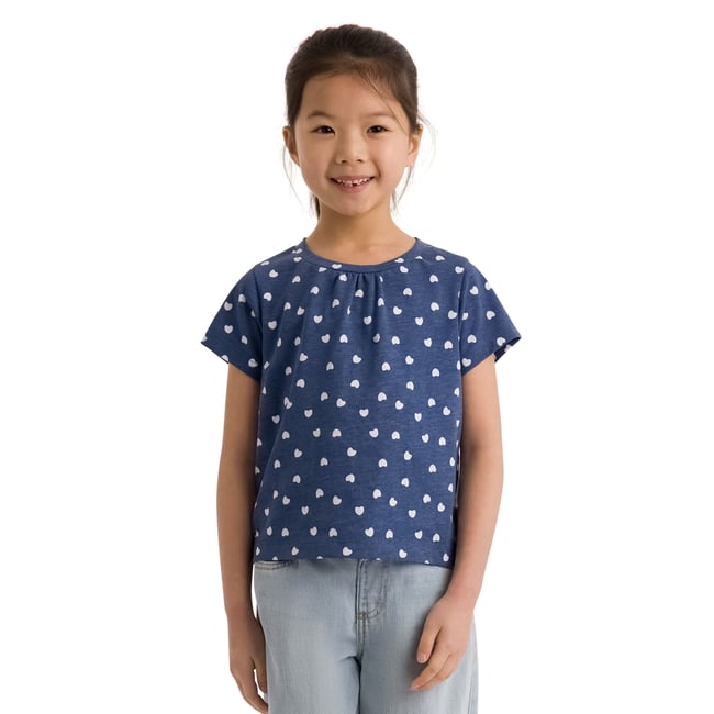T-shirt motif/style cœurs HIRA ton bleu <span itemprop=