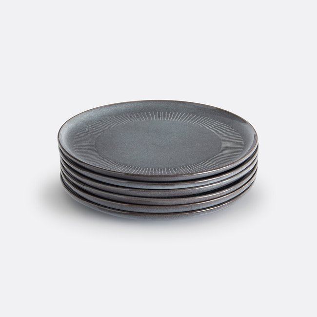 6er-Set Dessertteller Edena, Steingut mit reaktiver Glasur anthrazit LA REDOUTE INTERIEURS