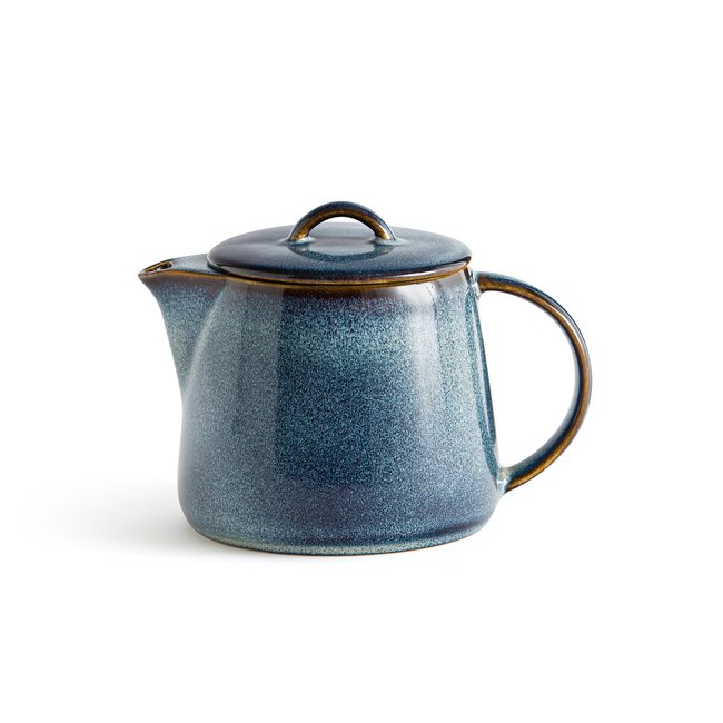 Tetera de cerámica de gres con esmalte reactivo, Onda azul <span itemprop=