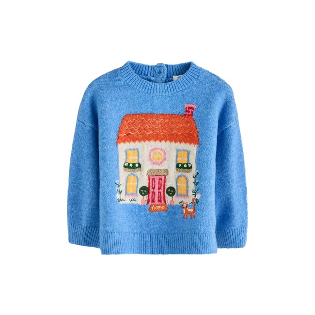 Pull coupe carrée bleu <span itemprop=