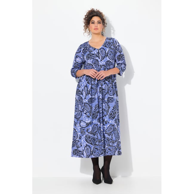 Robe, Motif Paisley, Coupe A-Ligne marine <span itemprop=