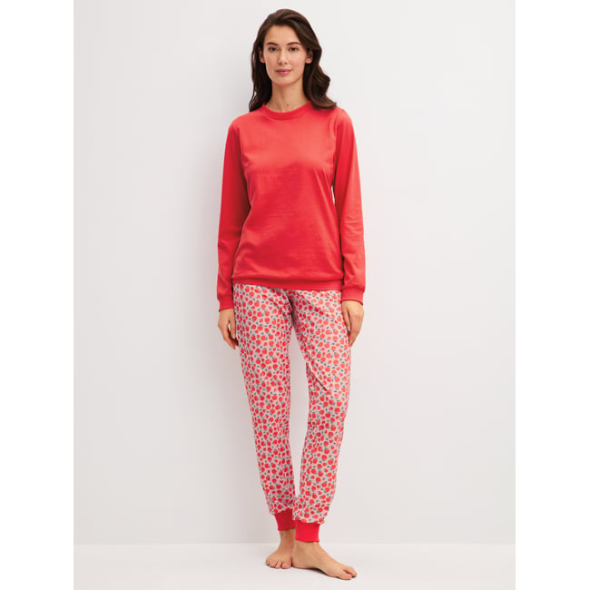 Pyjama à poignets manches longues Coton FRUITY DREAMS rougeoiement <span itemprop=