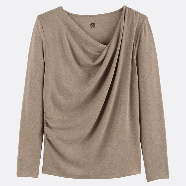 T-shirt drapé, manches longues, en viscose mélangée - LA REDOUTE COLLECTIONS