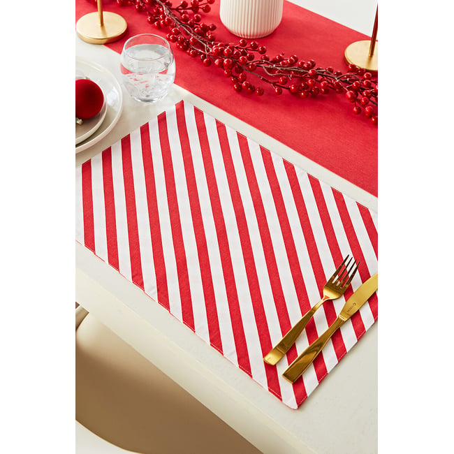 Set of 4 Christmas Candy Cane Placemats, red, CATHERINE LANSFIELD