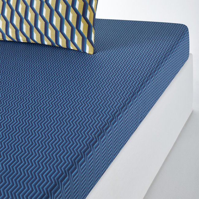 Fixleintuch Milano, Baumwollperkal blau bedruckt LA REDOUTE INTERIEURS