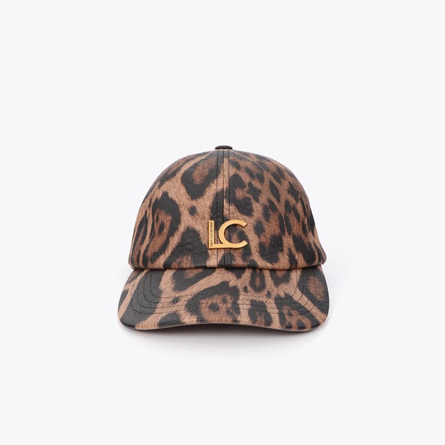 Casquette imprimée léopard à logo métallique léopard <span itemprop=