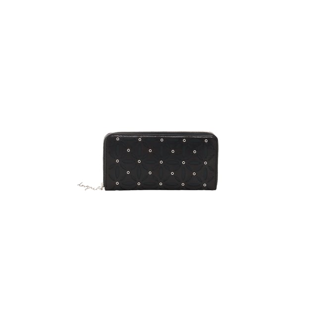 Grand porte-monnaie matelassé noir <span itemprop=