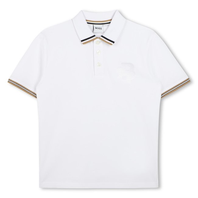 Polo à manches courtes blanc <span itemprop=