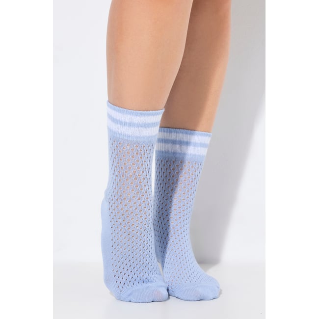 Chaussettes, jeu de mailles bleu clair <span itemprop=