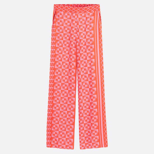 Pantalon fluide et large imprimé, JAIRO rouge <span itemprop=