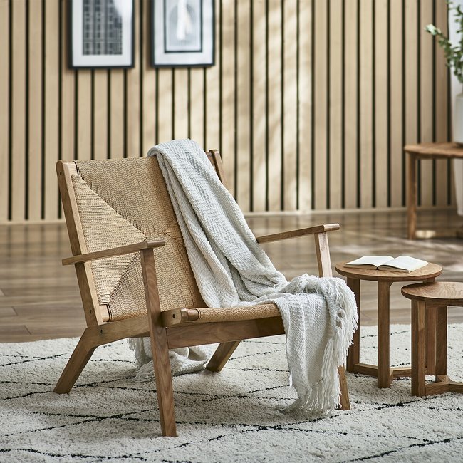 Ophelia Boho Oak Accent Chair, oak, SO'HOME