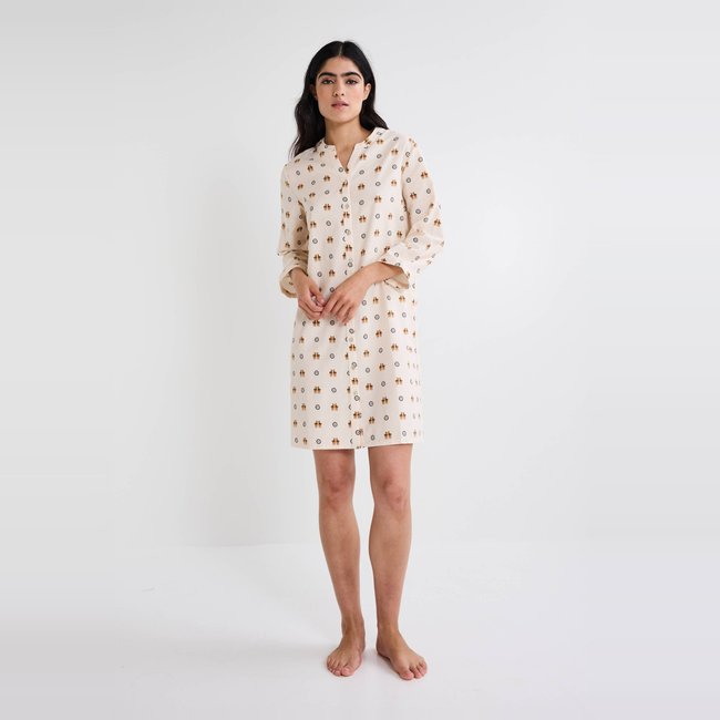 Chemise de nuit imprimée en coton BIO naturel <span itemprop=