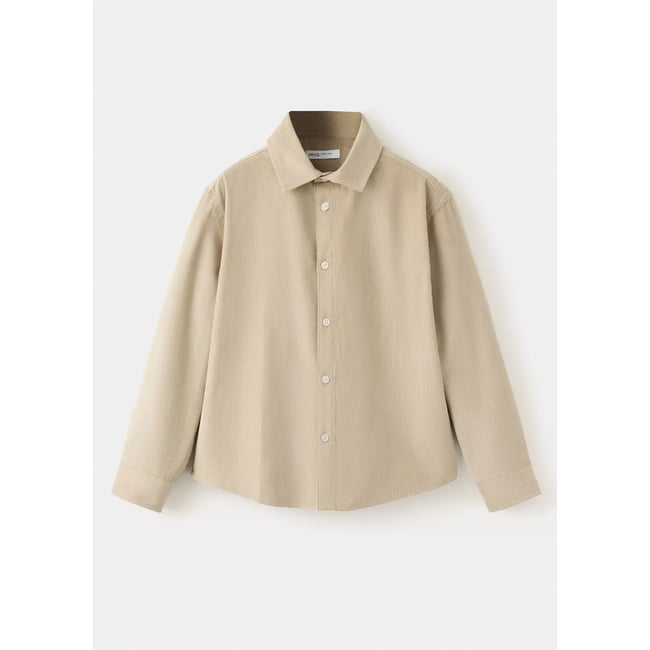 Chemise 100 % coton en velours côtelé sable <span itemprop=