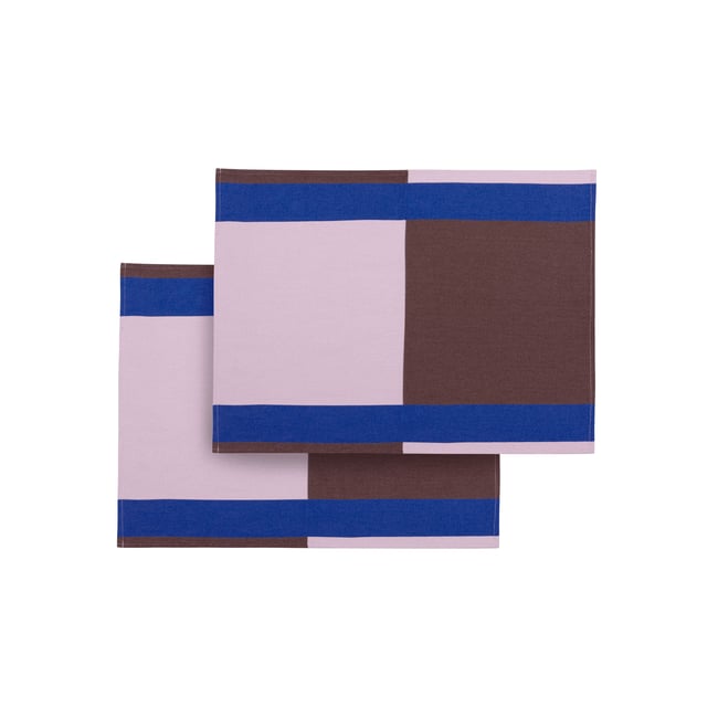 Set de 2 sets de table Lubi marron, rose et bleu cobalt <span itemprop=