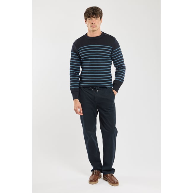Pantalon à taille élastiquée aux côtés rich navy <span itemprop=