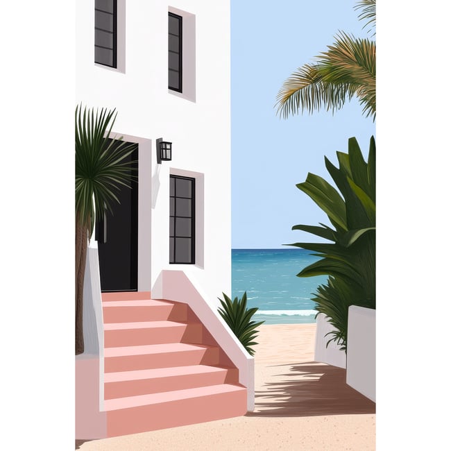 Tableau Sur Verre Synthétique Villa Design Sur Plage ARCHITECTURE Couleur tableau en verre synthétique <span itemprop=