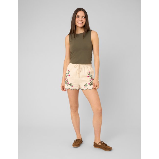 Short brodé ecru <span itemprop=
