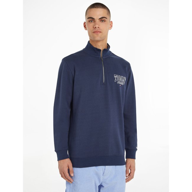 Sudadera de cuello alto con media cremallera azul <span itemprop=
