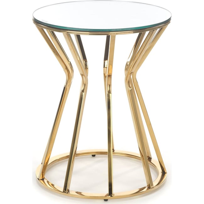 Table d'appoint ronde miroir PLIFIES Couleur doré et miroir transparent <span itemprop=