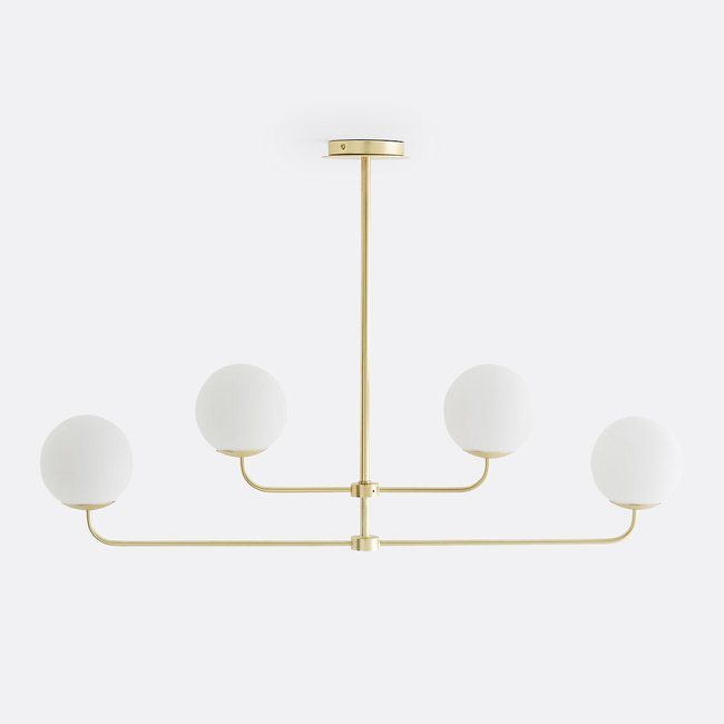 Suspension laiton et verre opaline, Moricio Couleur blanc <span itemprop=