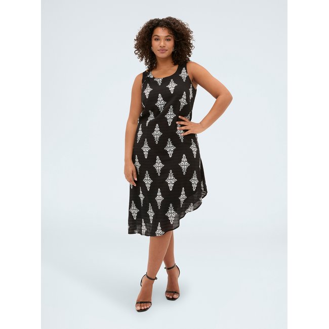 Robe sans manches à imprimé noir <span itemprop=