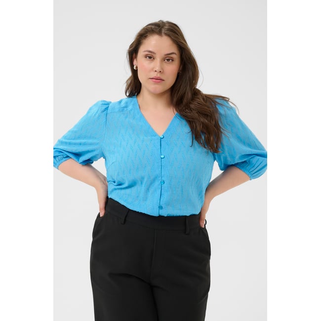Chemise à manches longues bleu azure blue <span itemprop=