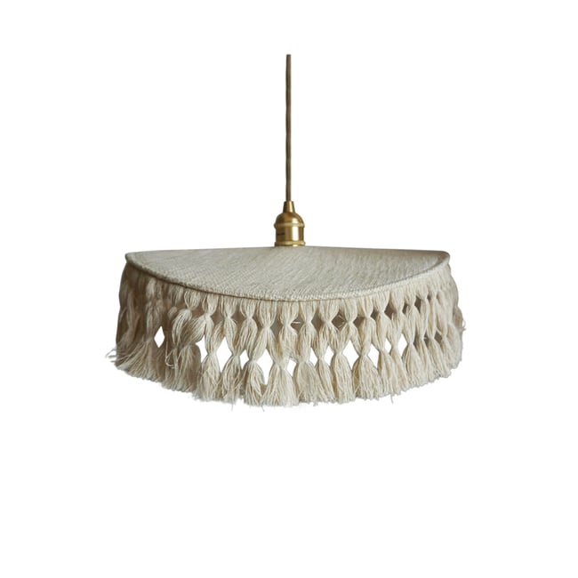Abat-jour en coton naturel pour suspension Couleur crème <span itemprop=