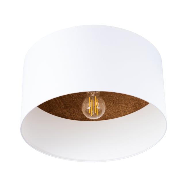 Plafonnier Tissu Blanc/Marron Foncé E27 1 Telesto Couleur blanc <span itemprop=