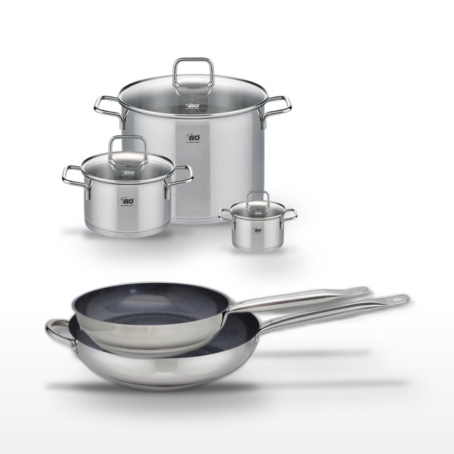2 poêles 28/32cm + 3 faitouts 12/20/26cm PROFI THERM PLATINUM gris|noir <span itemprop=