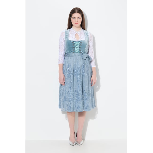 Dirndl sans manches bleu glacier <span itemprop=