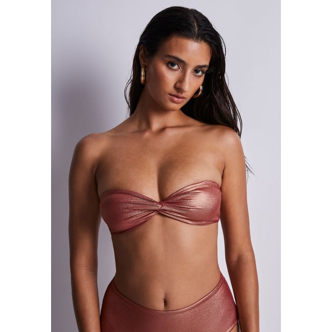 Haut de maillot de bain Bandeau Sunlight Glow rouge cuivre <span itemprop=