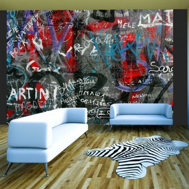 Papier peint intissé panoramique Street art Urban graffiti Couleur noir <span itemprop=