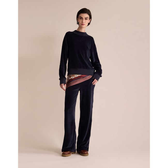 Sweatshirt en velours lisse Manon - Ines de la Fressange Paris bleu marine <span itemprop=