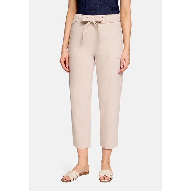Pantalon casual à taille élastique beige <span itemprop=