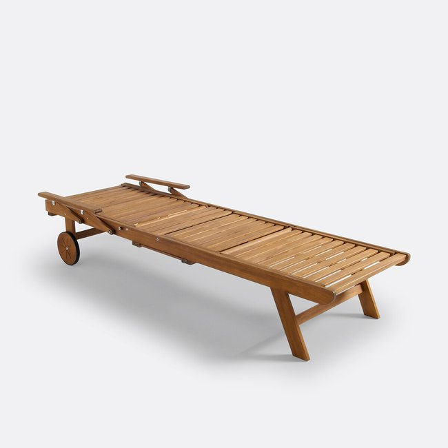 Bain de soleil avec accoudoirs, Euka acacia <span itemprop=